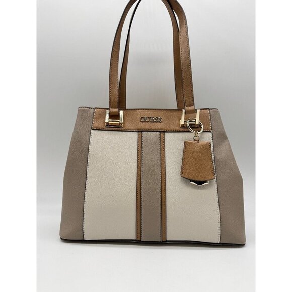 Guess Trixy faux-leather medium tote shopper bag - Taupe /Beige (Used) - Picture 3 of 12
